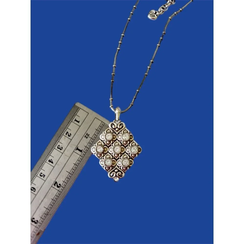 Brighton Fleur de Lis Necklace Silver Tone Swarovski Crystals Fashion/Costume